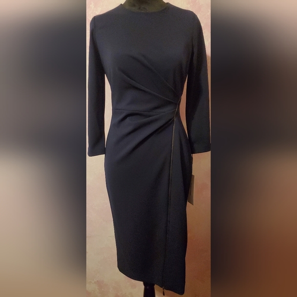 Calvin Klein Elegant Navy Blue Dress - Picture 1 of 7